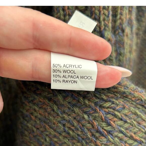 Bianca B Alpaca Wool Olive Green Cardigan Size Small - Picture 4 of 4